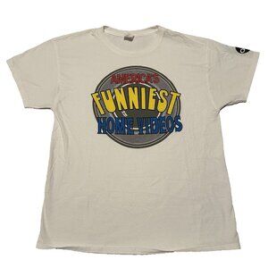 Americas Funniest Home Videos AFV T-Shirt 90s Vintage Size L Large White Cotton